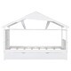 preview thumbnail 7 of 16, White Twin Size Solid Wood House Bed with Trundle and Storage for for Kids, Boys and Girls