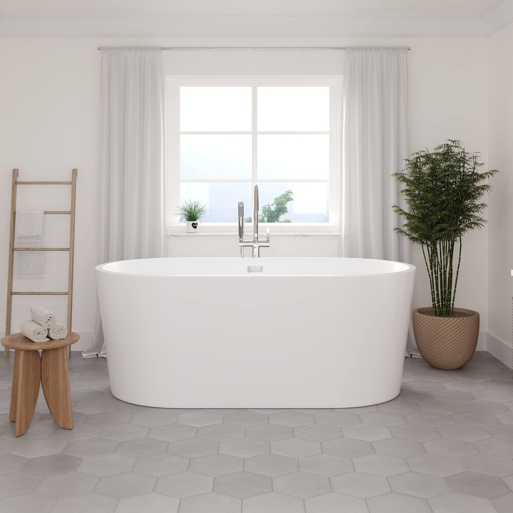Eviva Aura White Acrylic Oval Freestanding Bathtub