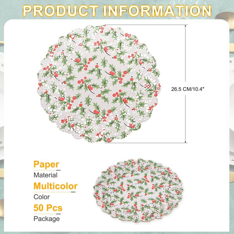 Paper Doilies Round Lace Decorative Placemats, Multicolor - Multicolor-50Pcs - 10 Inch