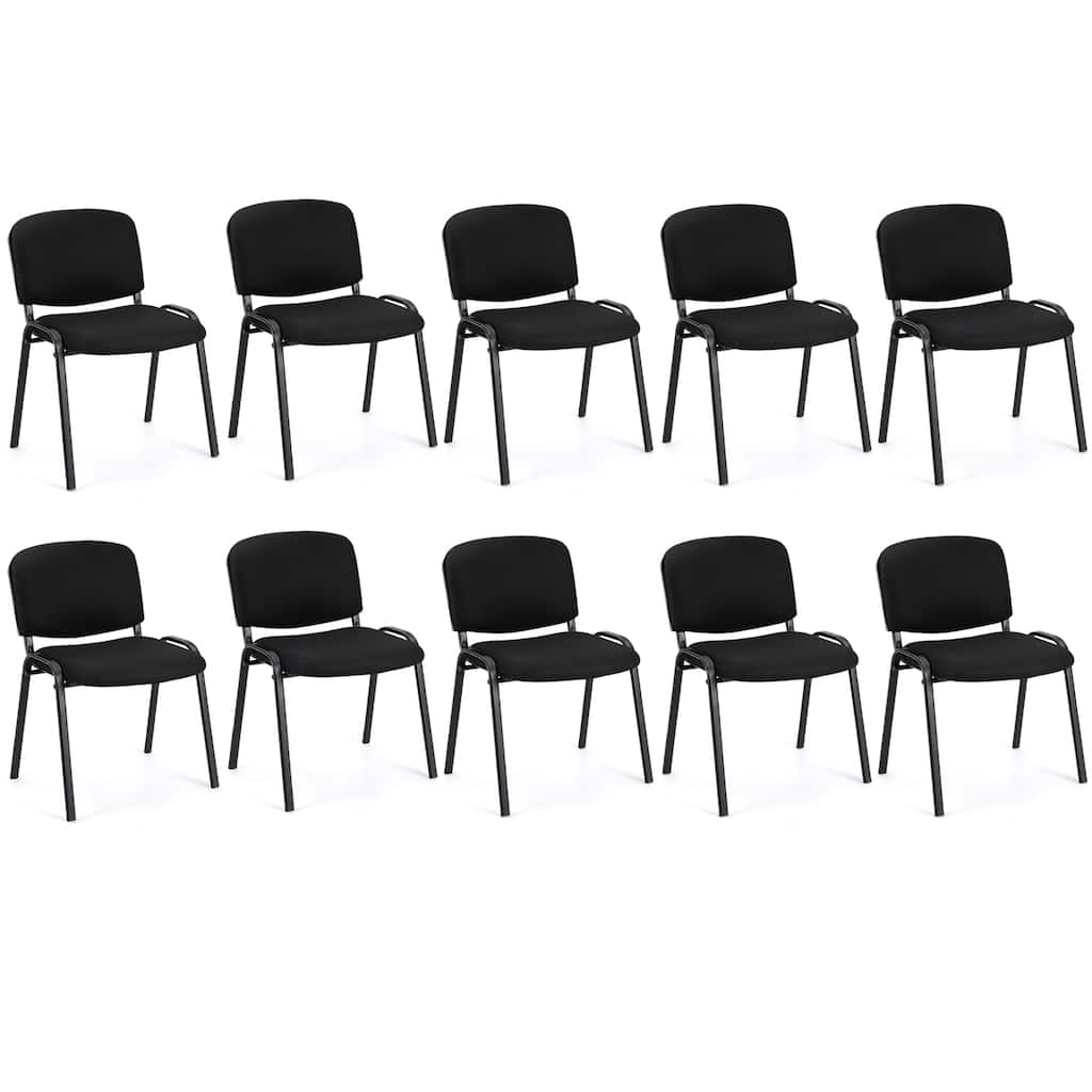 Gymax Set of 10 Stackable Mid Back Conference Guest Reception Chair