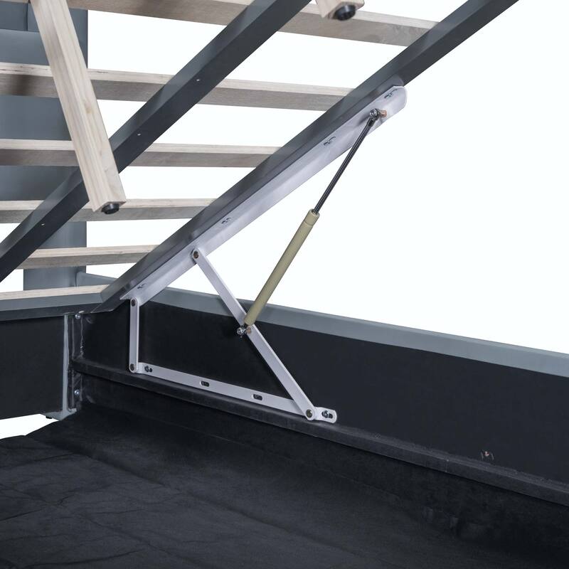 Twin XL Size Upholstered Platform Bed with Hydraulic Storage System