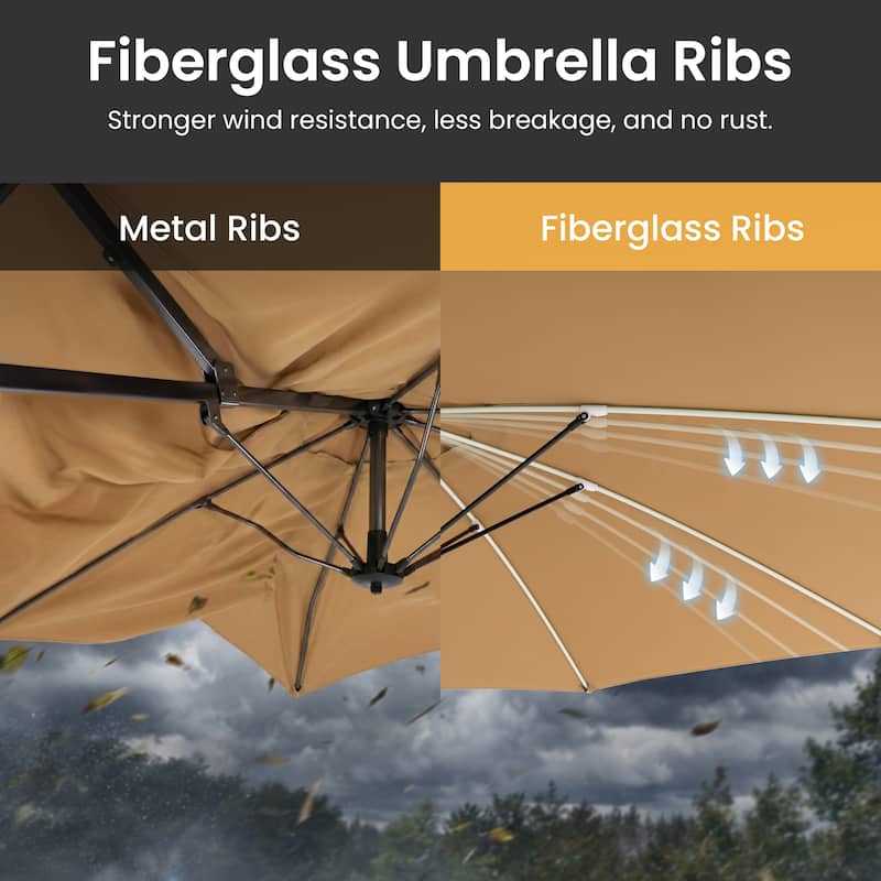 Crestlive Products 15ft Double-sided Patio Umbrella Solar LED Lighted Outdoor Market Umbrella