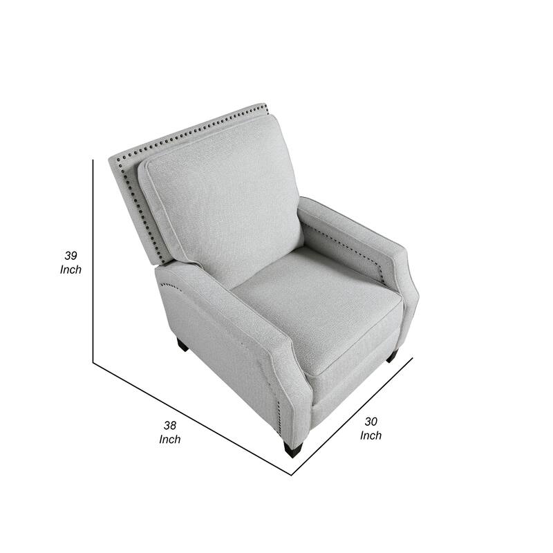 Berry Manual Push Back Recliner Chair, Gray Chenille Nailhead Trim