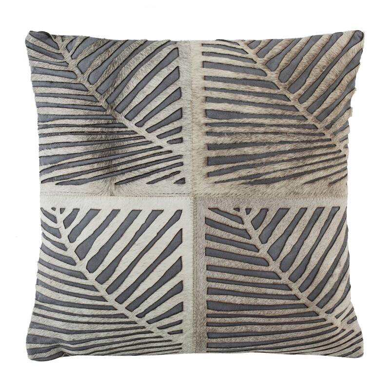 SAFAVIEH Palm White/ Grey Cowhide 18-inch Decorative Pillow