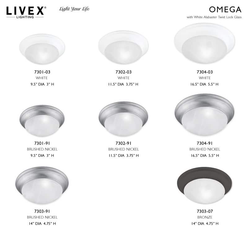 Livex Lighting 2 Light Bronze Ceiling Mount, 7303-07 - 14"Dia. x 4.75"H