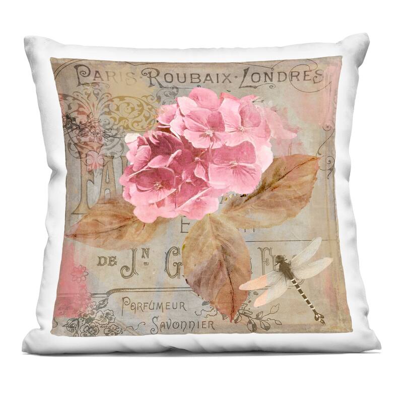 Stupell Vintage French Hydrangea Decorative Printed Throw Pillow Design by Sasha - Accent - Polyester - Pink - Single