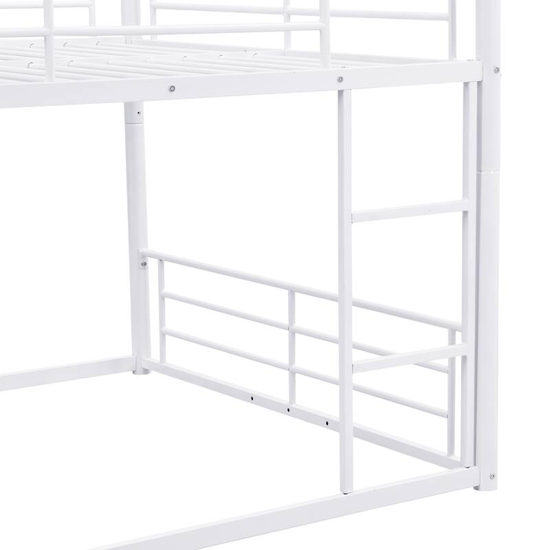 Industrial Style Full Size Threelayer Metal Bunk Bed with Ladders and