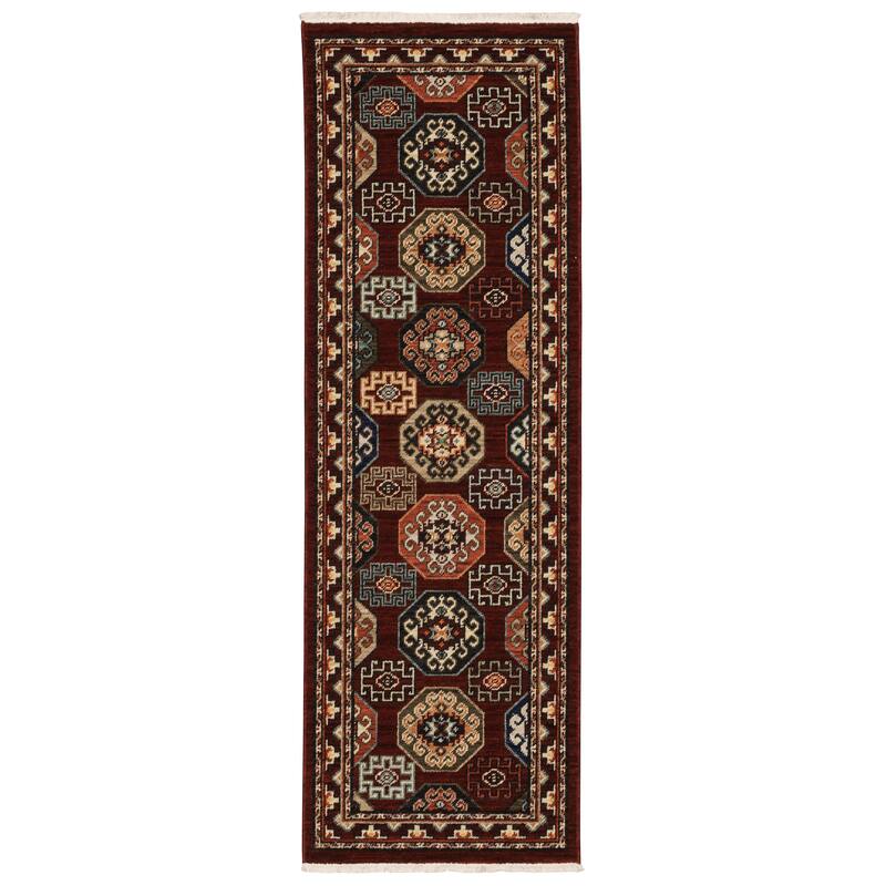 Style Haven Leander Panel Medallions Fringed Wool Blend Area Rug - 2' x 6' - Rectangle