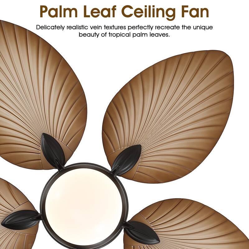 44"/52" Palm Leaf Tropical Ceiling Fan with Light,Indoor and Outdoor Ceiling Fan,Waterproof