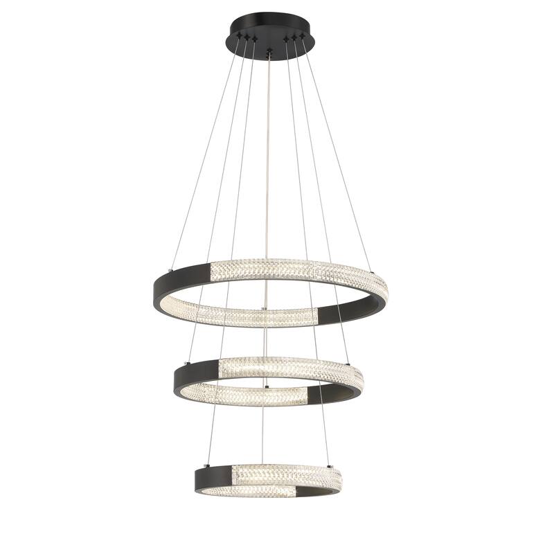 3-Light Unique Tiered LED Chandelier - 18.9'' H x 19.88'' W x 19.88'' D