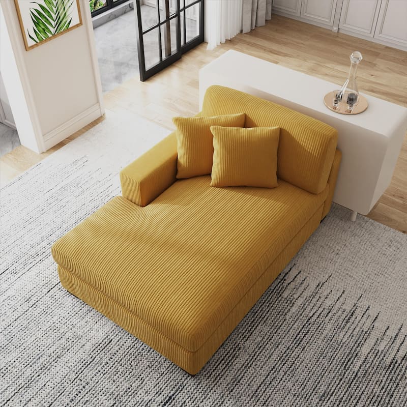 Modern Corduroy Indoor Chaise Lounge Couch with Pillows