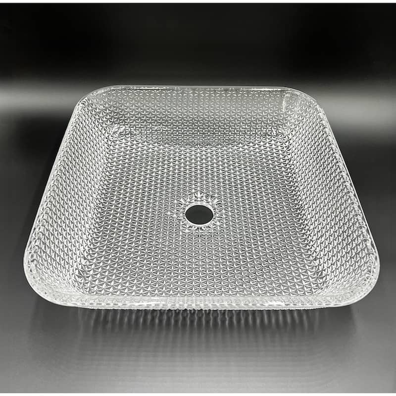 Decorative 16" Square Crystal Vessel Sinks With White Base