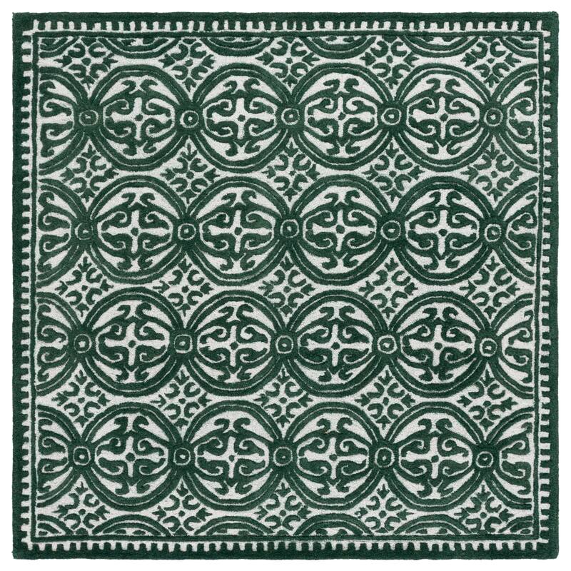 SAFAVIEH Handmade Cambridge Elske Modern Moroccan Wool Area Rug - 6' Square - Ivory/Green