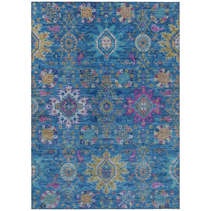 Machine Washable Indoor/Outdoor Boho Traditional Chantille Rug