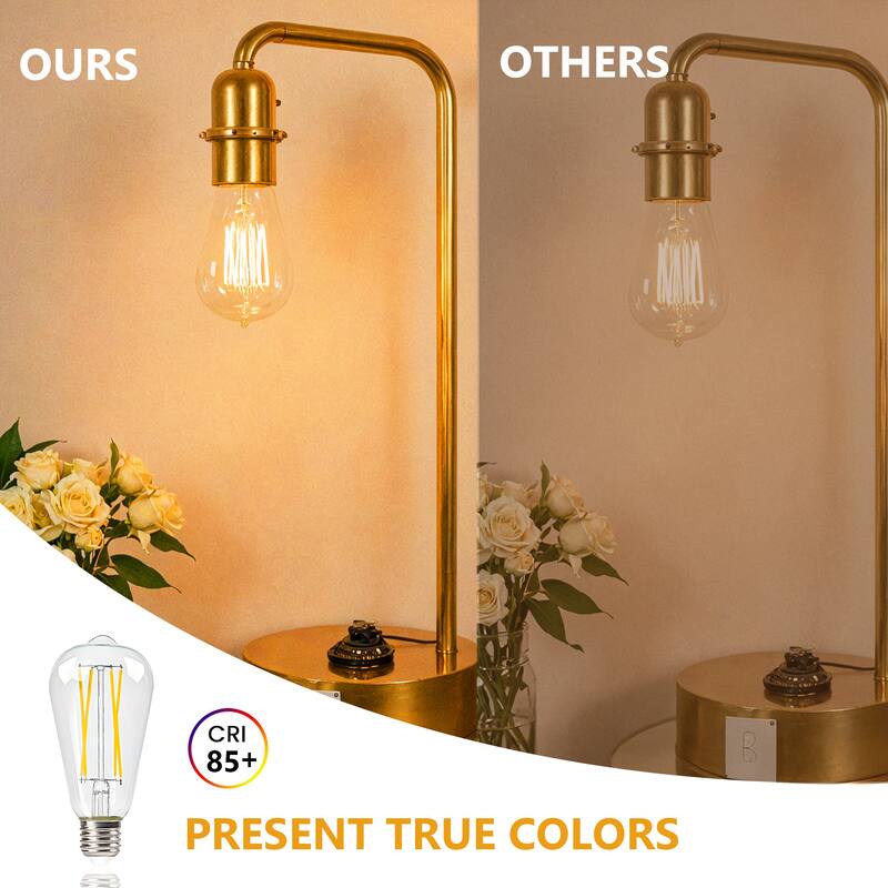 12-Pack Vintage LED Edison Bulbs, ST64 Constant Current Filament Light Bulbs, E26 Base, 2700K Warm White, Clear Glass - white