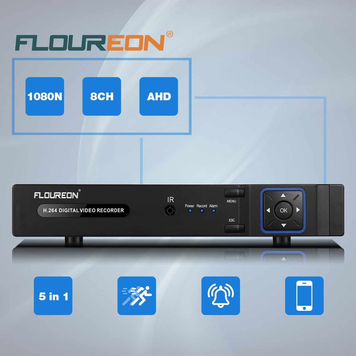 8CH HDMI H.264 5 IN 1 TVI AHD 1080N CCTV DVR NVR Network Security Video Recorder