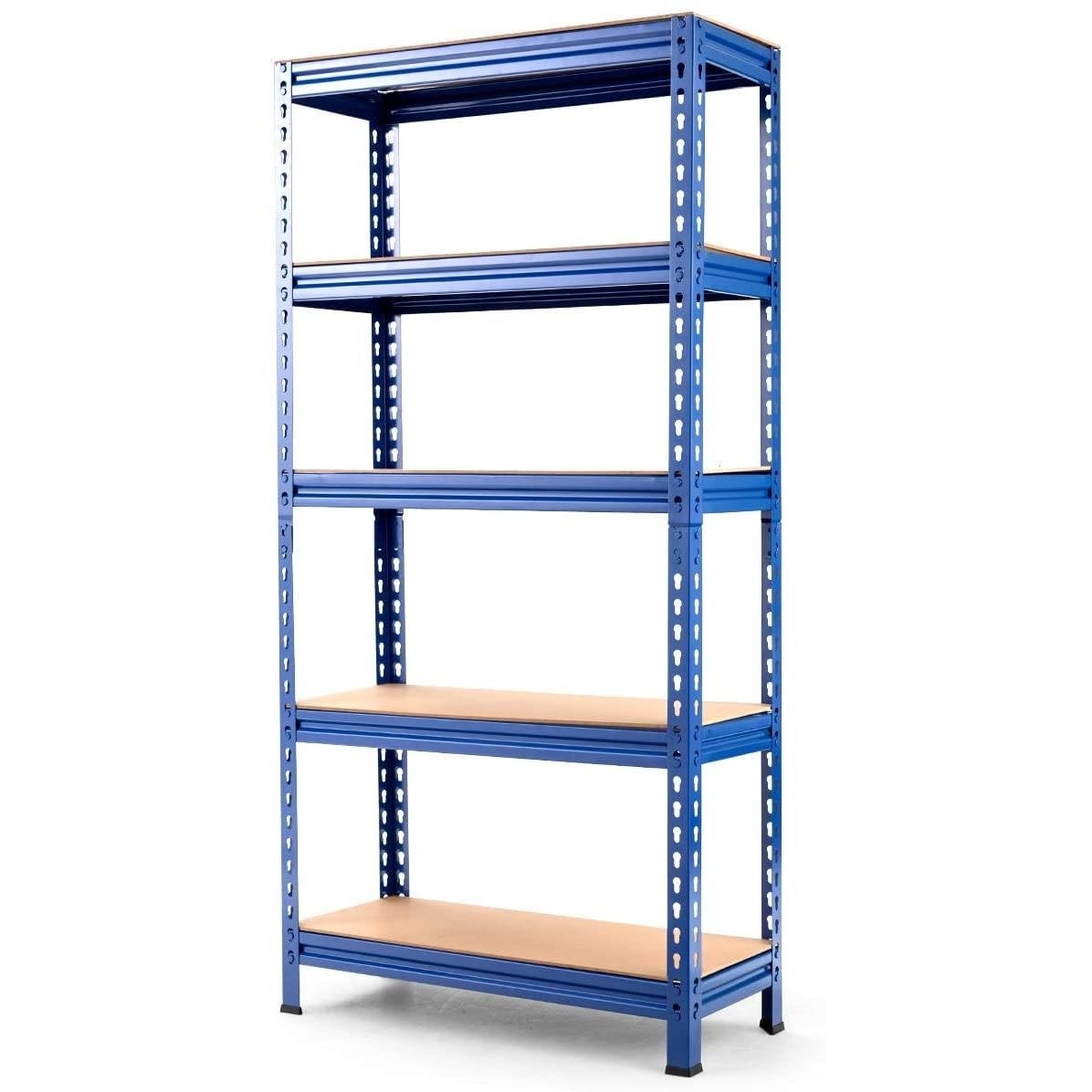 Heavy Duty 60 inch Adjustable 5-Shelf Metal Storage Rack in Navy Blue - 12 in x 30 in x 60 in