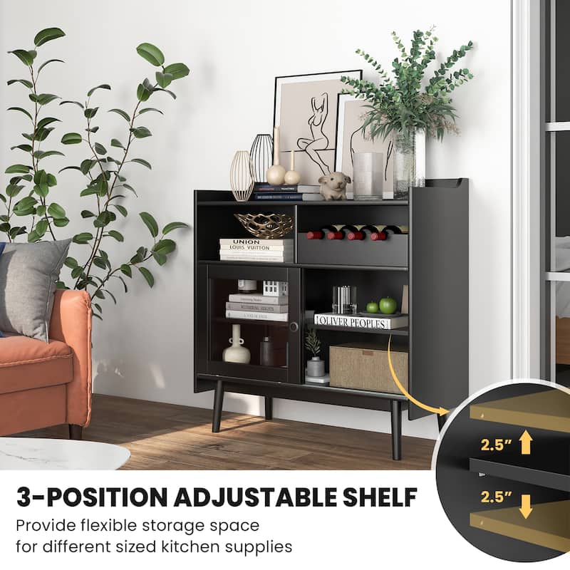Costway Kitchen Buffet Sideboard Organizer Liquor Bar Cabinet with - See Details