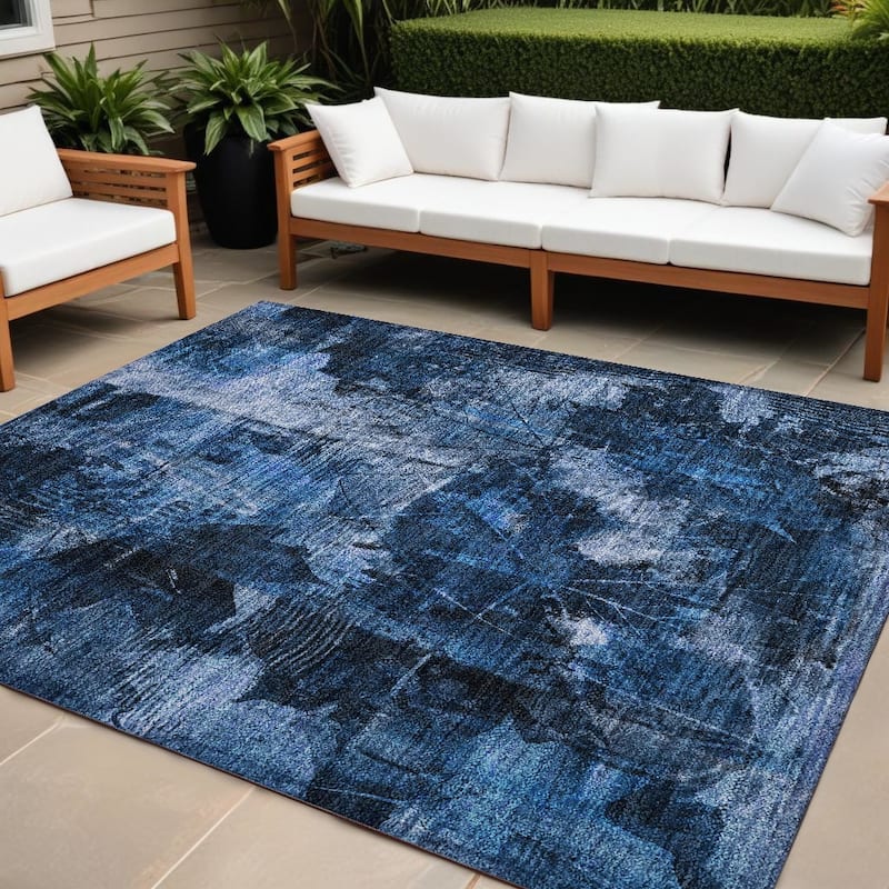 Rax Garden-Inspired Weather Resistant Versatile Elegance Outdoor Rug - 9' X 12' - Blue