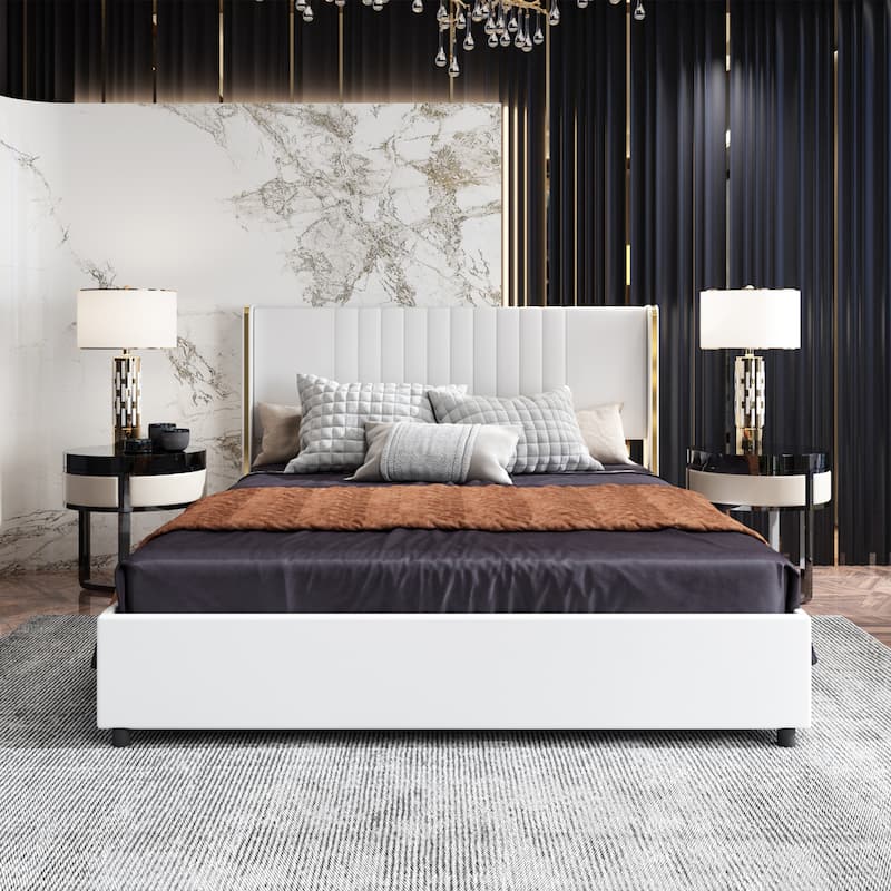LED Platform Bed with Storage Drawer - Contemporary Bedroom Furniture