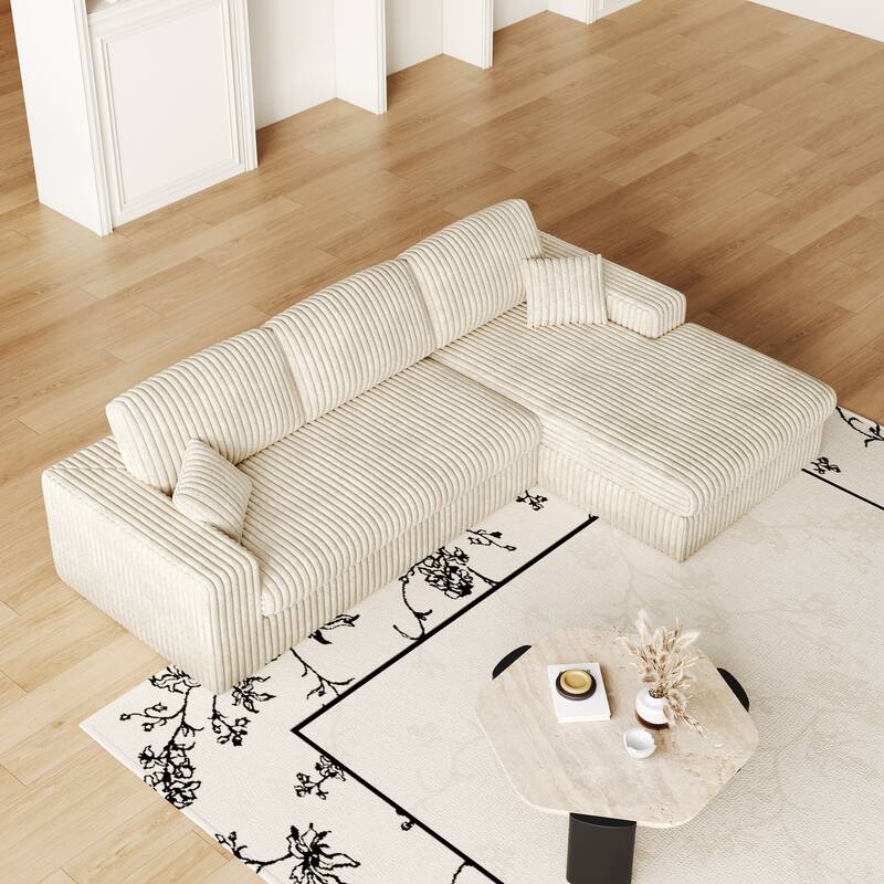 GDFStudio - Seabright Corduroy Modular L-Shaped Sofa with Pillow