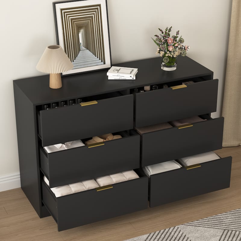 Simply Modern 6-Drawer Dresser, Chest of Drawers for Bedroom, Living Room, Hallway, and Entryway - Large Storage Cabinet