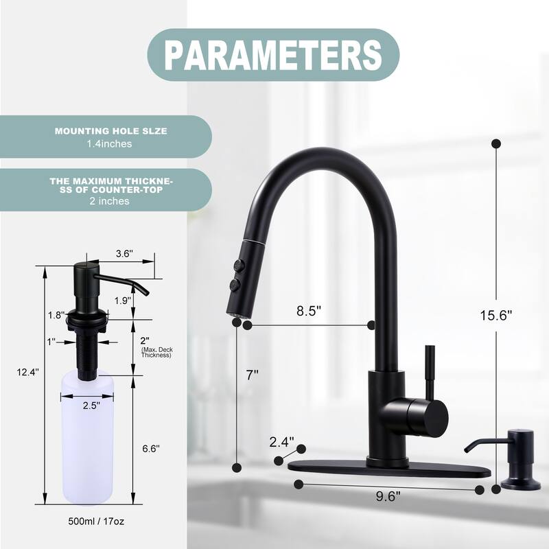 WOWOW Single Handle Pull Down Sprayer Kitchen Faucet