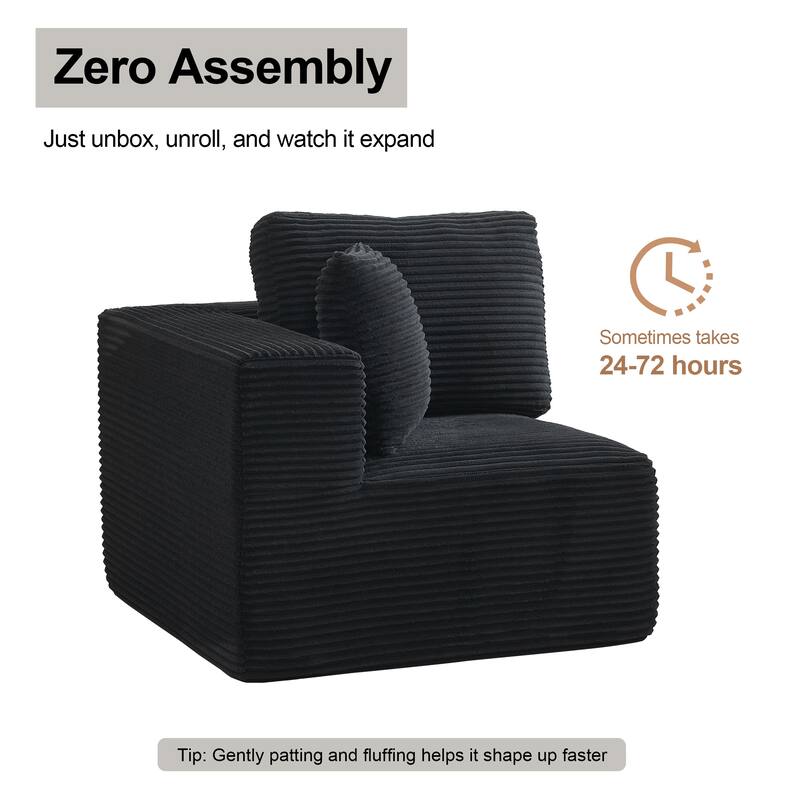 Convertible Corduroy Modular Sectional Sofa No Assembly Required