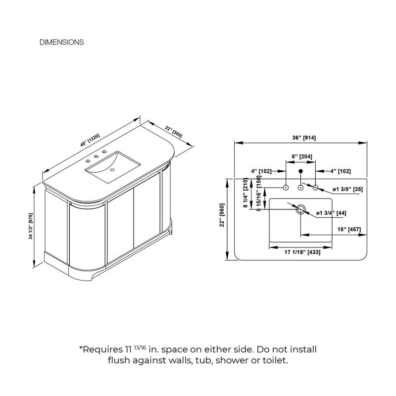 OVE Dain 48 in. Sahara Birch Bathroom Vanity with White Engineered Stone Top - 48"