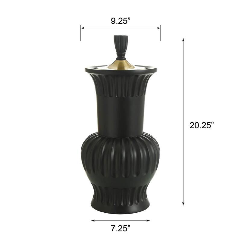 Dann Foley Lifestyle - Pleated Decorative Urn Vase with Lid - Brass Finish