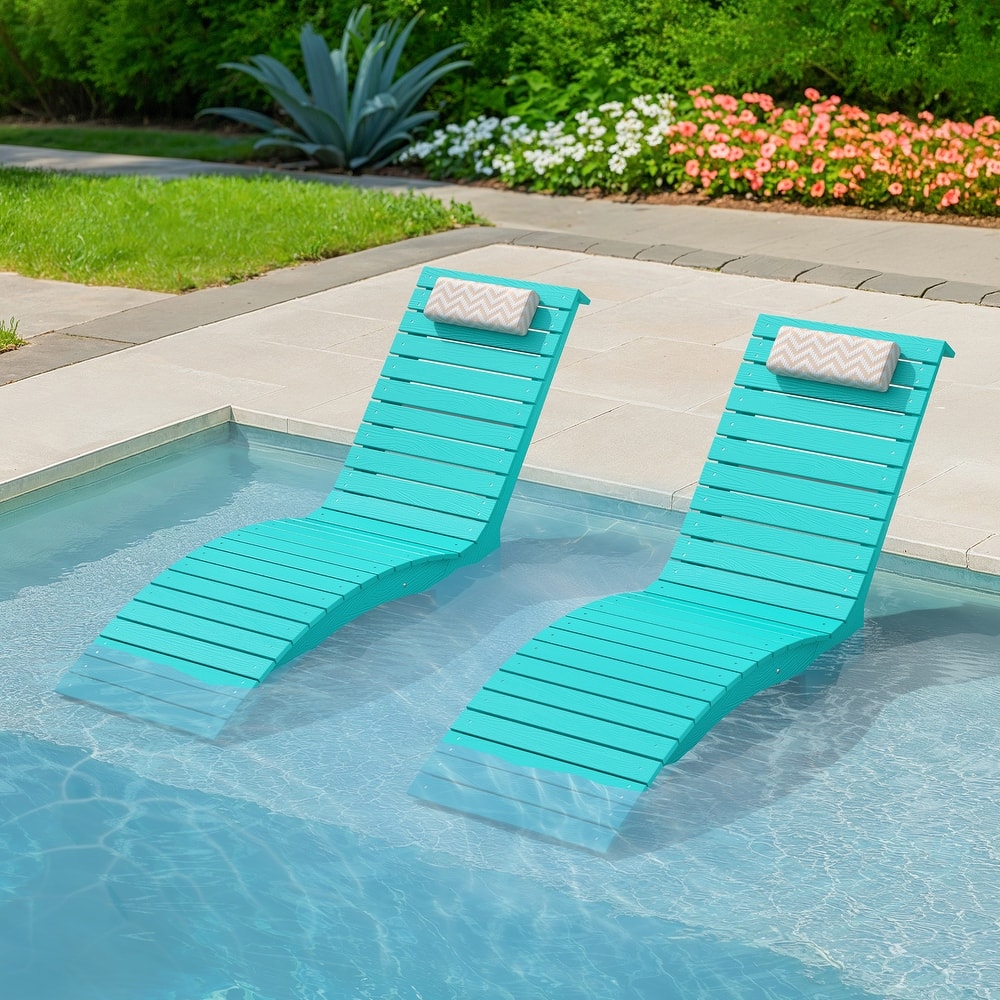 Outdoor Chaise Lounge Chair Set of 2, Patio Lounge Chairs for Outside, HDPE Lounge Chair - 59.8"L x 22"W x 34.8"H