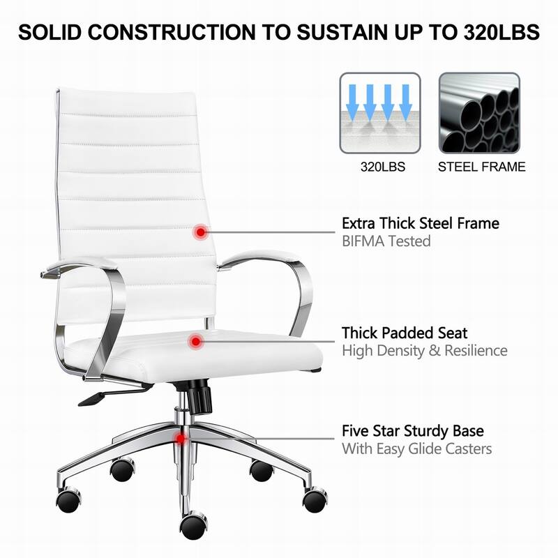 LUXMOD® Office Chair Faux Leather Silver Frame Adjustable and Swivel