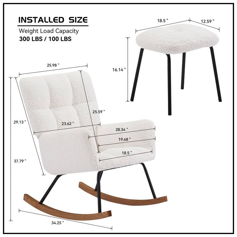Modern High Backrest Rocking Armchair with Ottoman