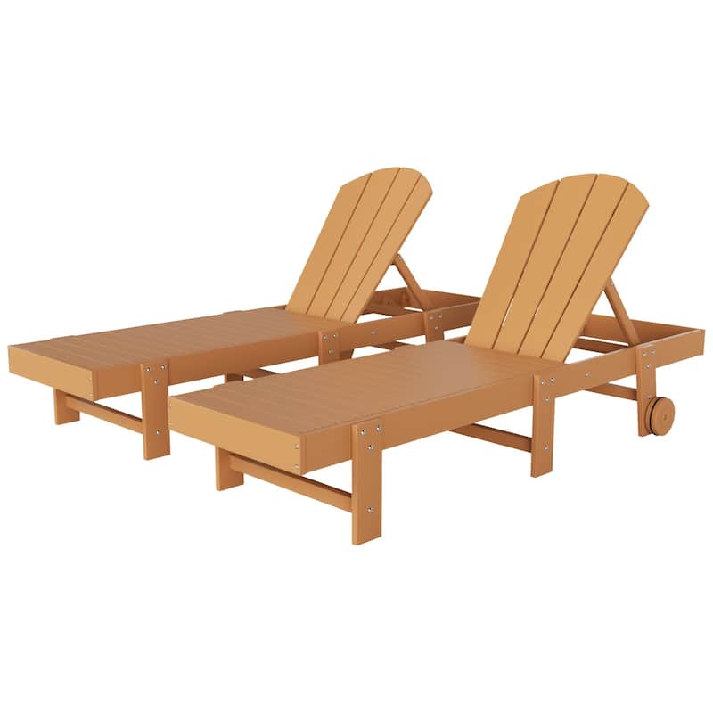 Polytrends Laguna Hdpe All Weather Outdoor Patio Pool Reclining Armless Chaise Lounge With Wheels (Set Of 2)