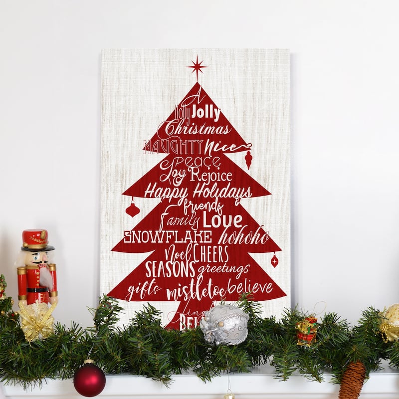 Holly Jolly Christmas Tree-Premium Gallery Wrapped Canvas - Ready to Hang