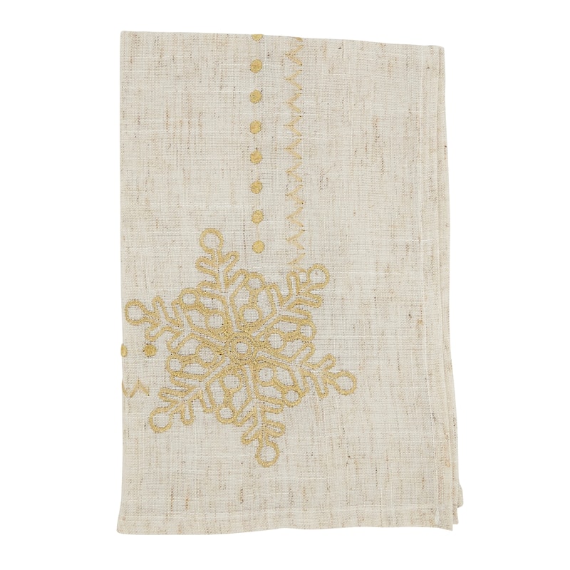 Sophisticated Snowflake Table Napkin with Intricate Embroidery (Set of 4) - Natural - Set of 4
