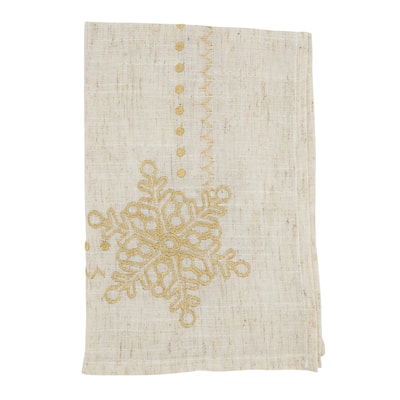 Sophisticated Snowflake Table Napkin with Intricate Embroidery (Set of 4)