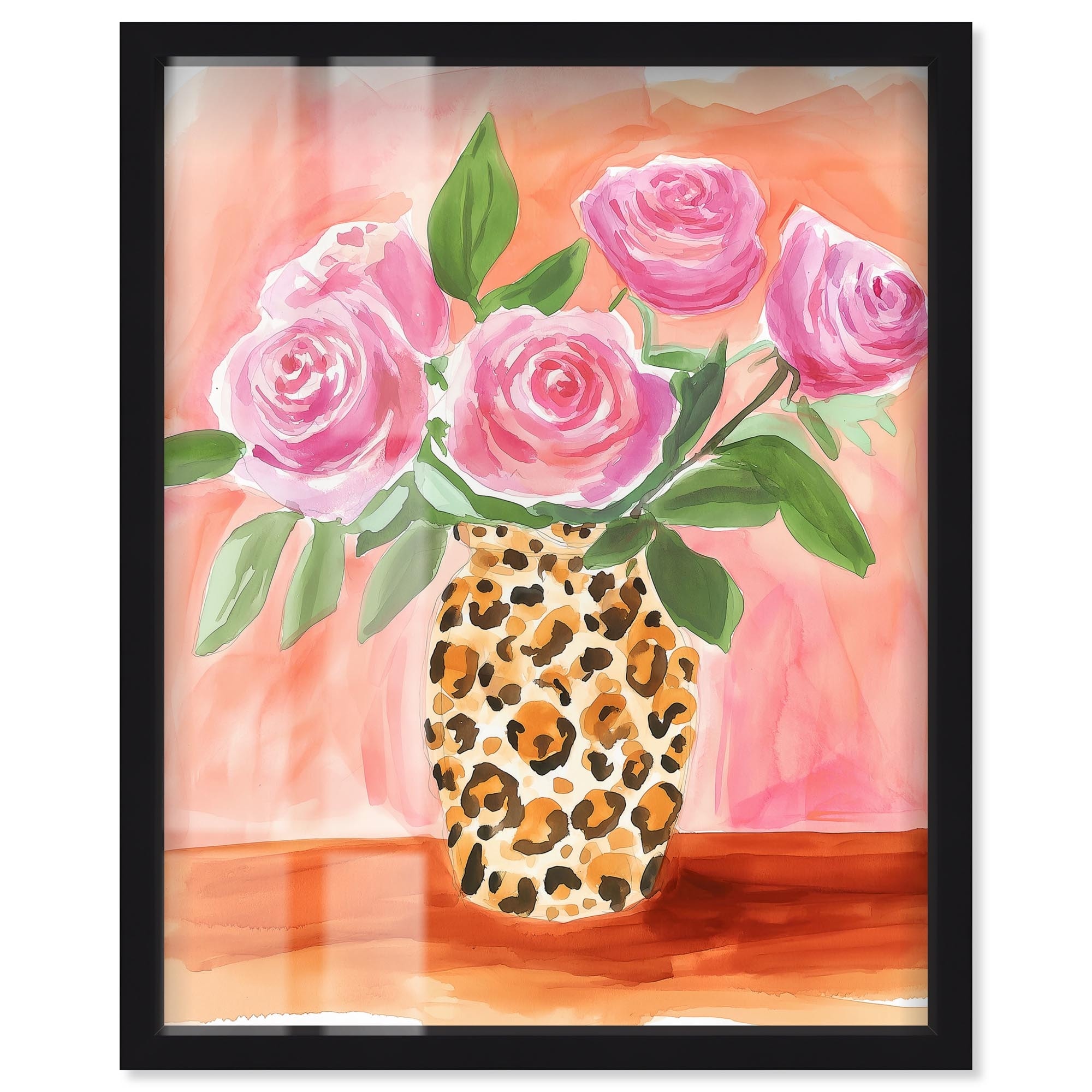 Roses in Leopard Fashion Art Shadowbox Print by Art Remedy