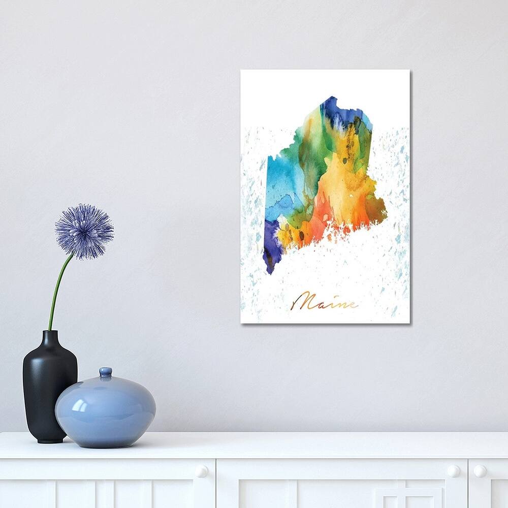 iCanvas "Maine State Colorful" by WallDecorAddict Canvas Print