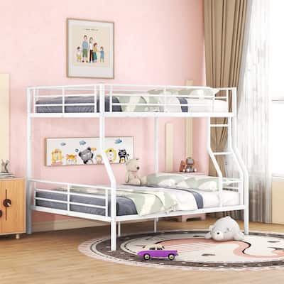 Full XL Over Queen Metal Bunk Bed, White