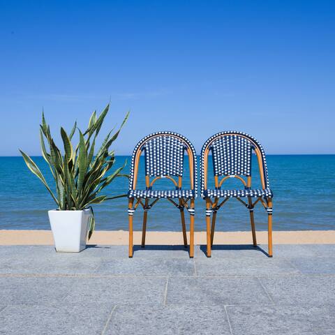 SAFAVIEH Emiliana Outdoor Side Chair Set of 2 (Fully Assembled) - 20Wx35Dx22H