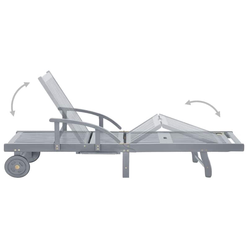 vidaXL Patio Sun Lounger with Cushion Solid Acacia Wood - 78.7" x 26.8" x 11.8"