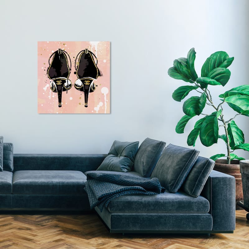 Wynwood Studio Canvas Fashion and Glam Splattered Heels Pink and Light Pink Glam Wall Art Canvas Print - 30 x 30
