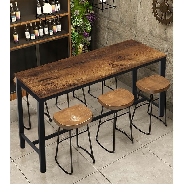 table 80x80cm et 4 chaises style vintage industriel bar almond