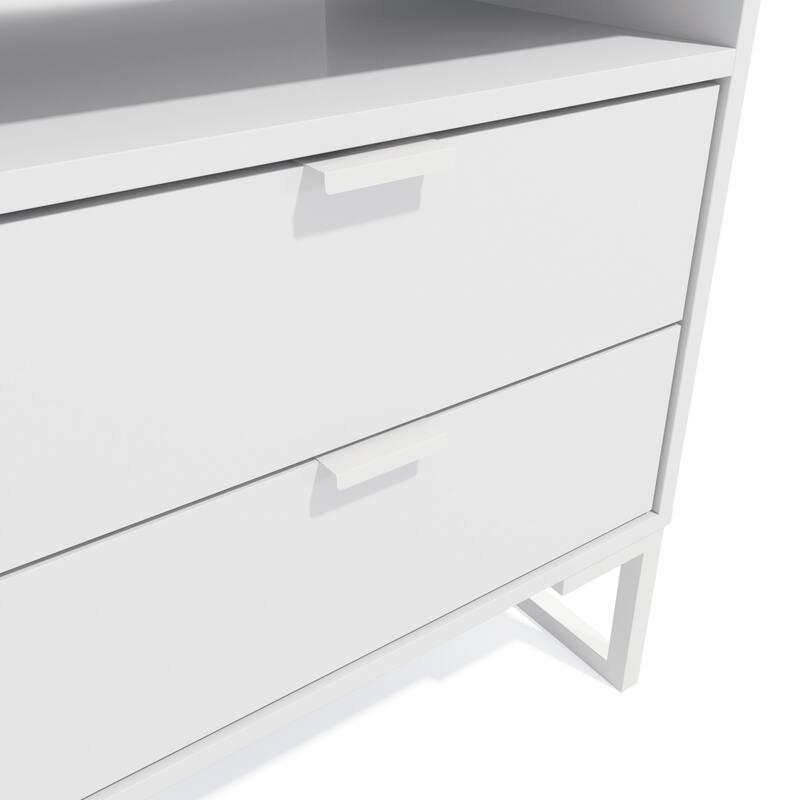 Mid-Century Modern Collins Nightstand - 2 Drawers & Niche