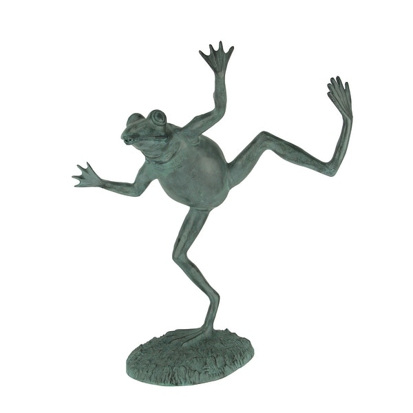 Verdigris Finish Dancing Frog Spitter Statue - 22.25 X 18.5 X 9 inches