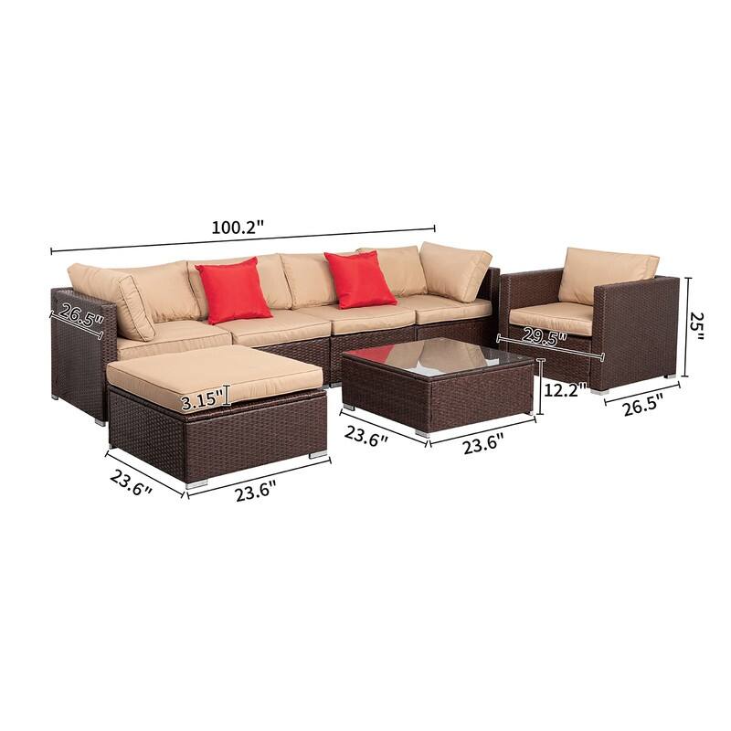Wicker 6 - Person Outdoor Sectional Conversation Set with Cushions