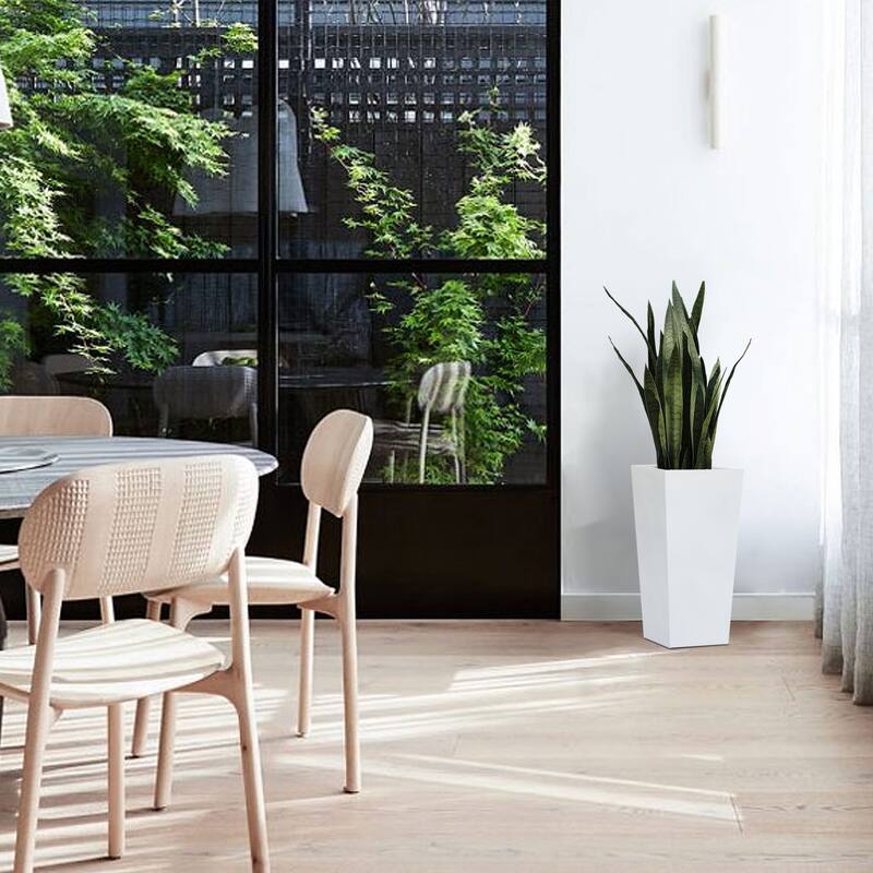 White Tall Square Tapered Indoor & Outdoor Planter