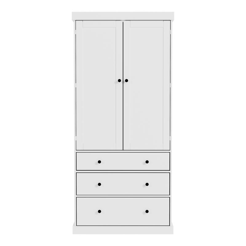 77" Farmhouse Kitchen Pantry, Freestanding Tall Cabinet with Adjustable Shelves, Door Racks & Drawers for Dining Room