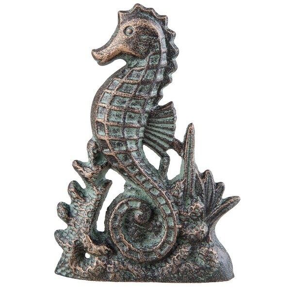 Shop Seahorse Swimming In Coral Verdi Small Door Stopper Cast Iron